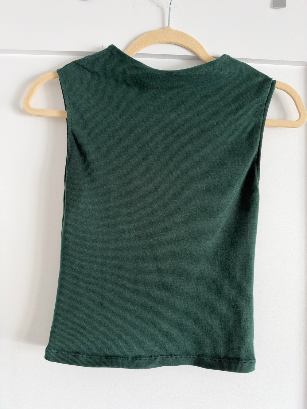 Zara Dark Green Ribbed Sleeveless Tank Top